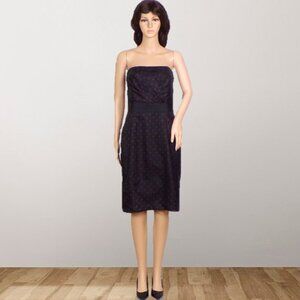 SILK! WHITE HOUSE | BLACK MARKET size 12 black/red polka-dot strapless OTS dress